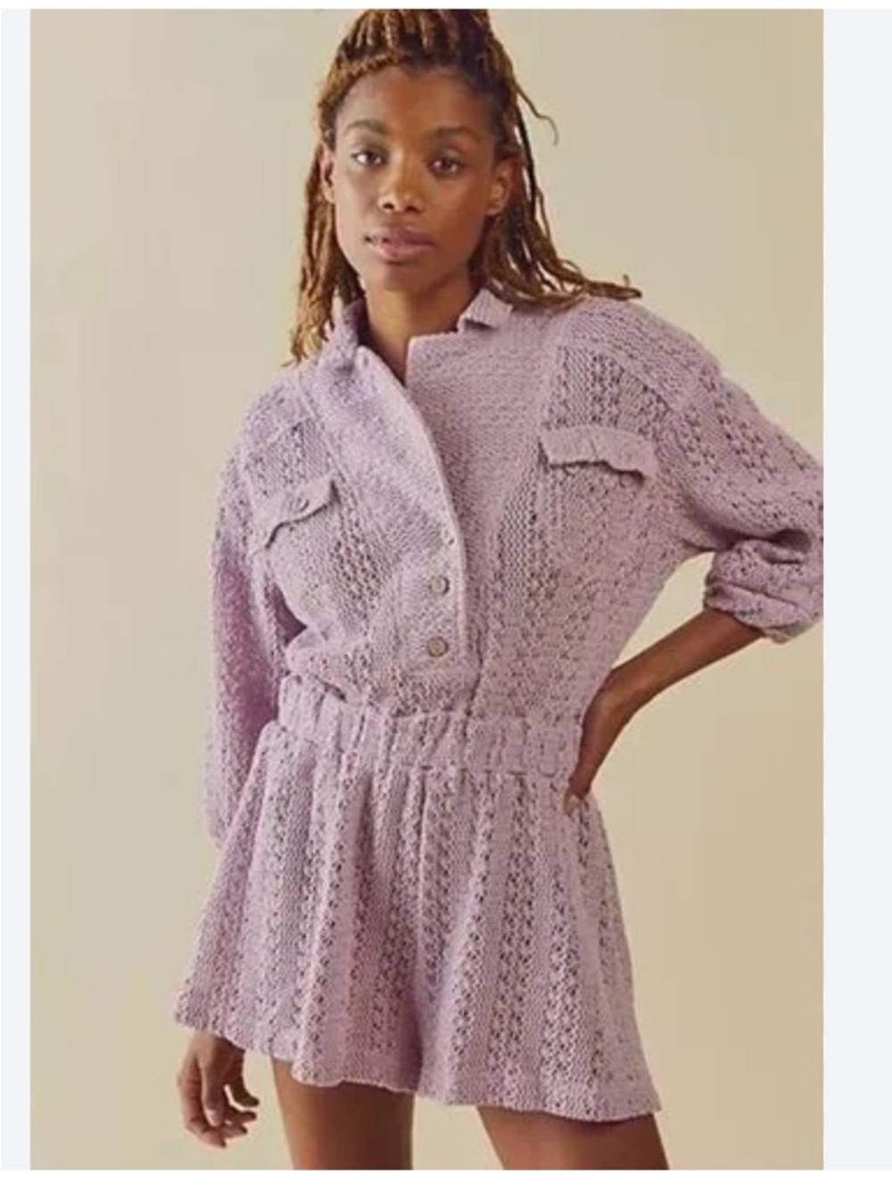 Free People Lavender Crochet Romper